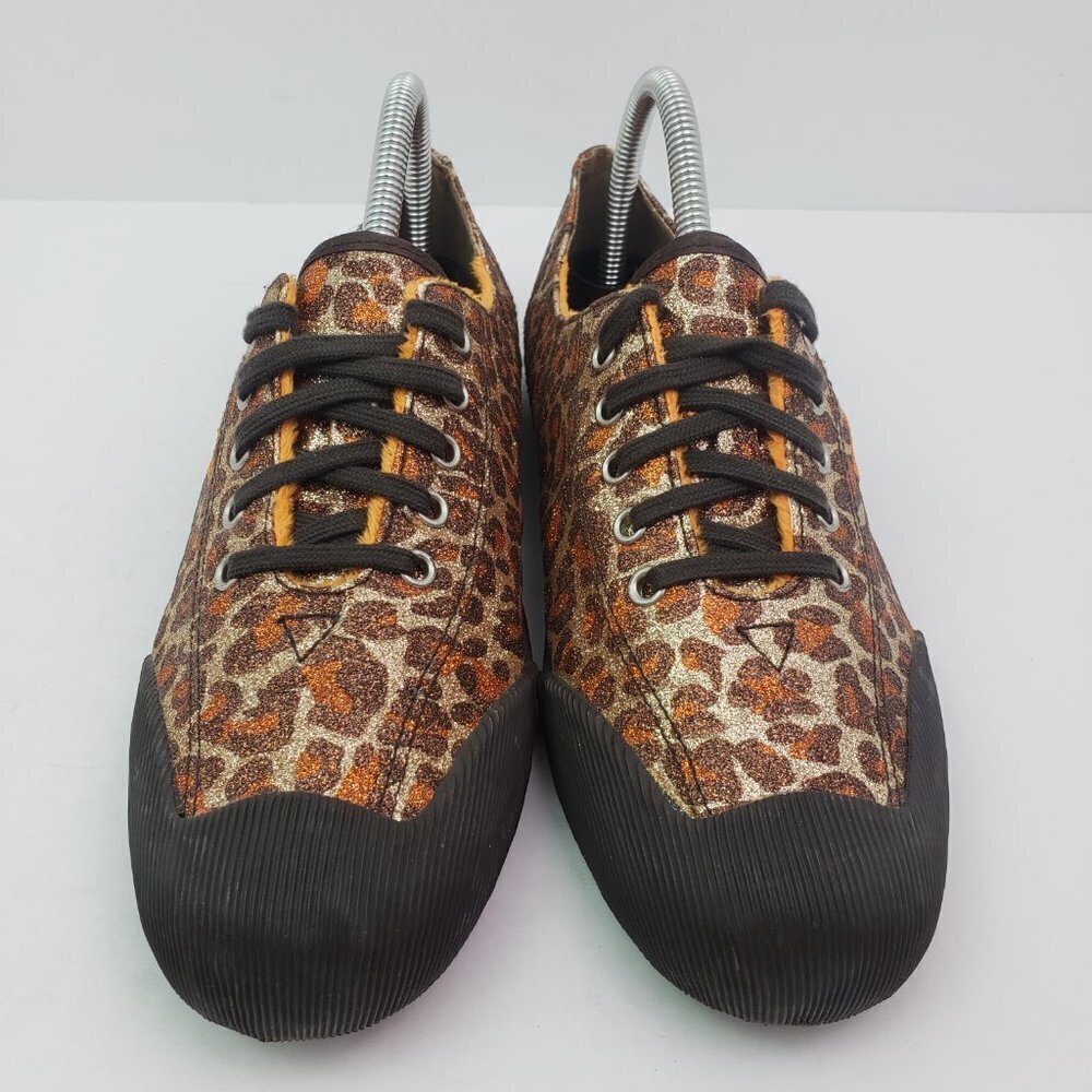 Bobs From Skechers Womens Size 7.5 Leopard Brown Orange Low Sneaker Shoes SN3353 - Picture 4 of 12